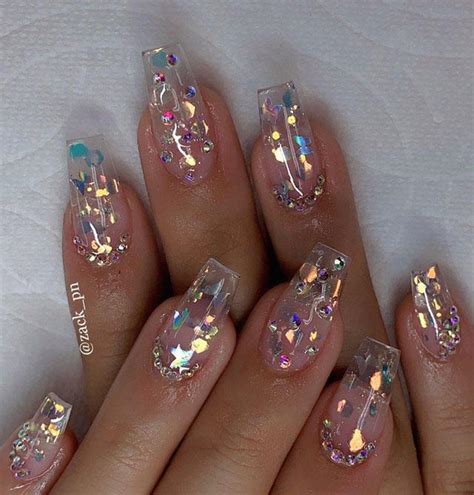 clear short nails with design|transparent nail art designs.